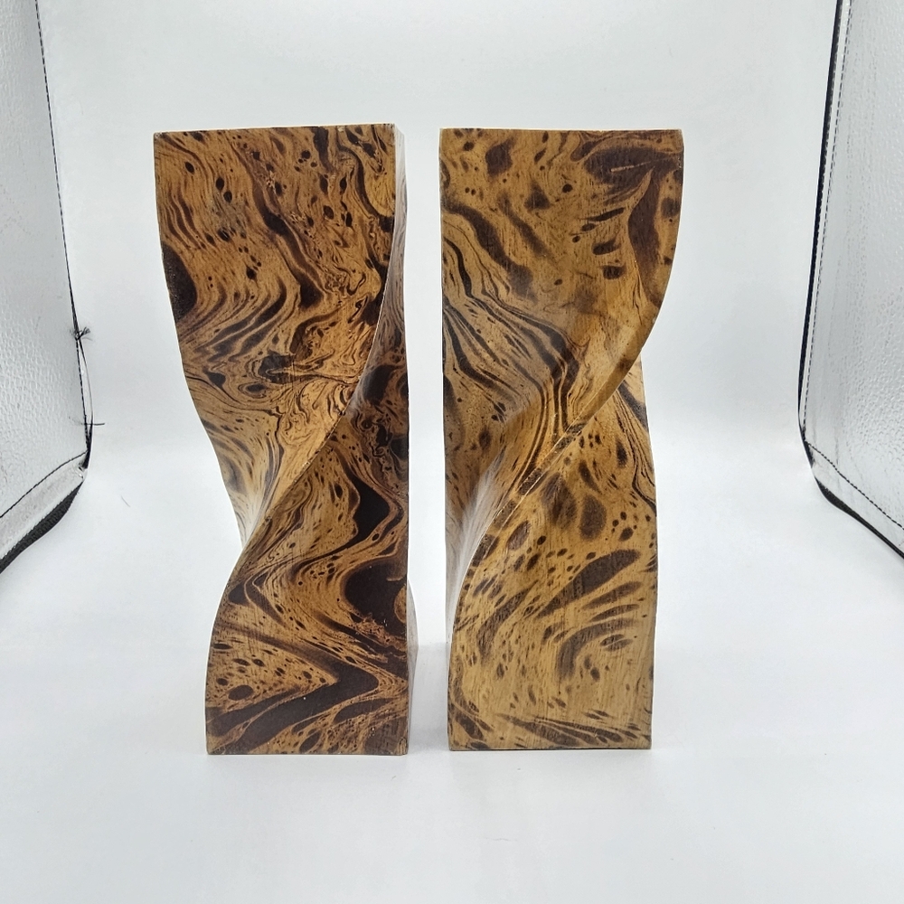 Twisted Wood Votive Candle Holders Approx 7-8" Jamaica Engraved On The Bottom